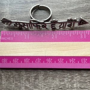 Archie Extra Long Scroll/letter Ring with Arrow design